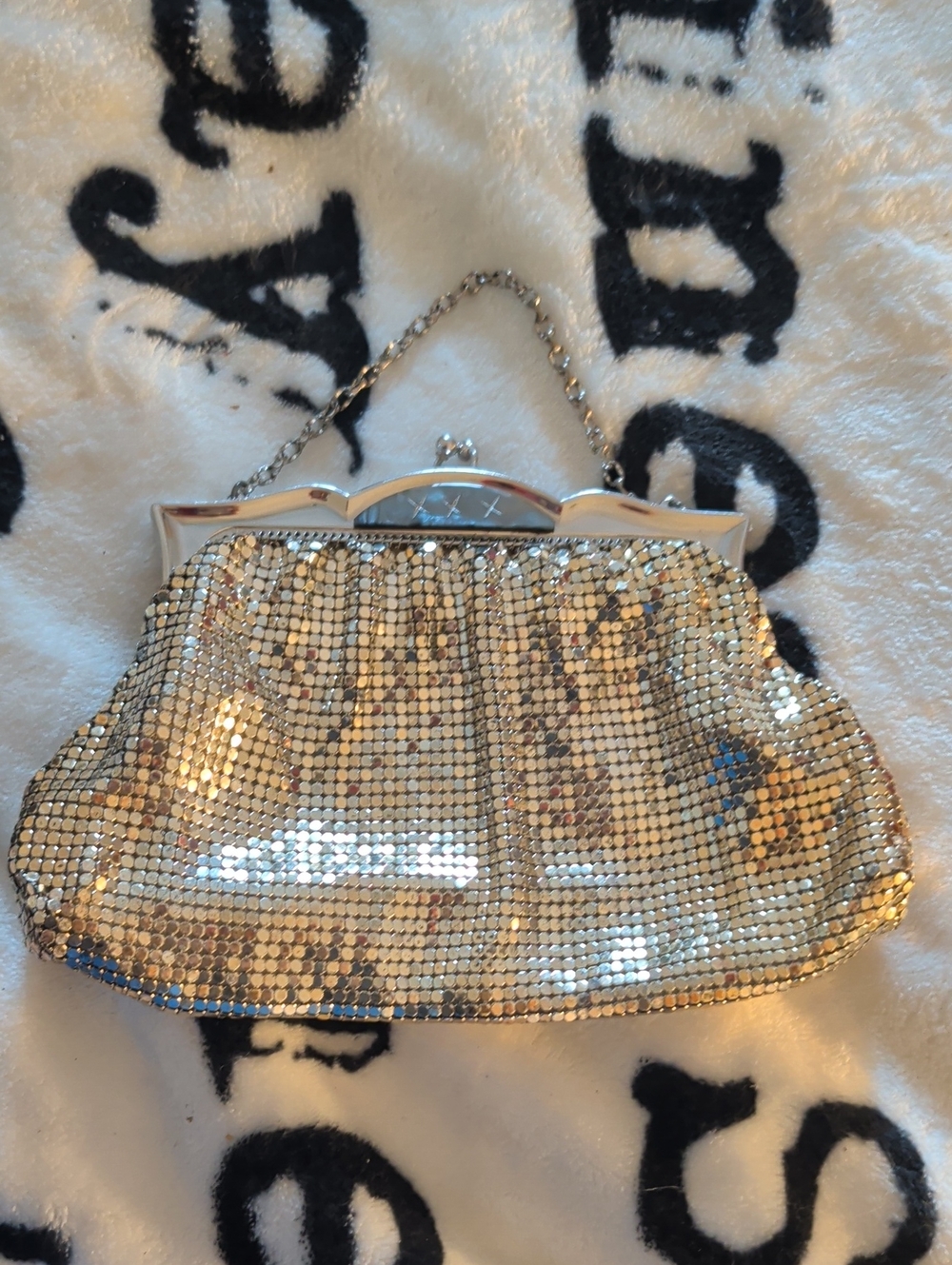 Whiting & Davis Gold Mesh Evening Clutch with Chain